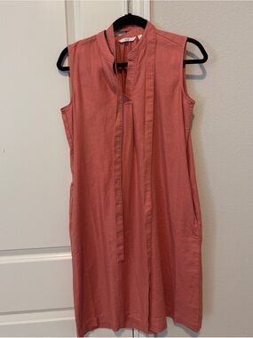 Uniqlo Linen Blend Sleeveless Tie Shift Dress Rust Size XS